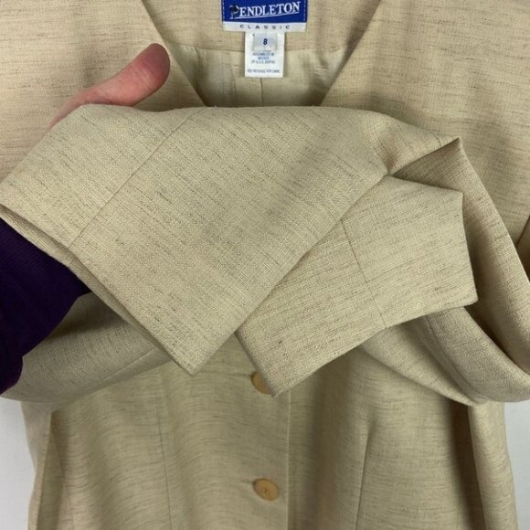 Vintage Pendleton Linen Blazer Jacket Tan Beige Size 8 Shoulder Pants‎ Coat Norm - Picture 5 of 14